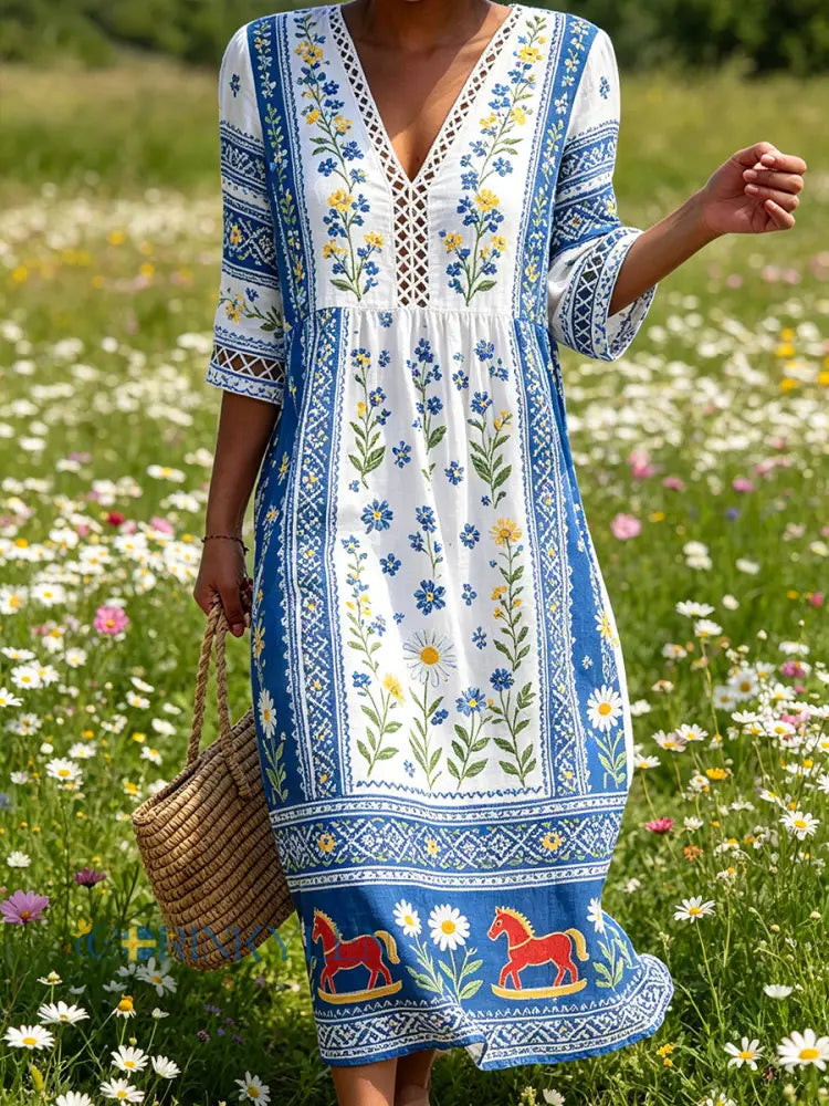 Damsommarklänning med blommönster - A / S