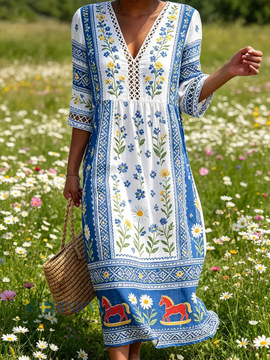 Damsommarklänning med blommönster - A / S