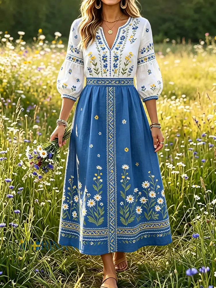 Damsommarklänning med blommönster - A / S
