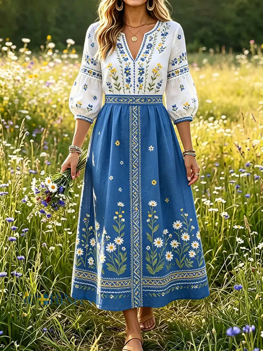 Damsommarklänning med blommönster - A / S