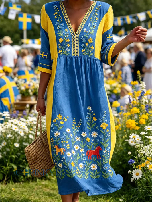 Damsommarklänning med blommönster - A / S