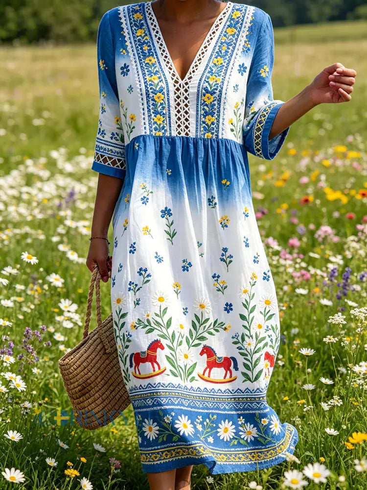 Damsommarklänning med blommönster - A / S
