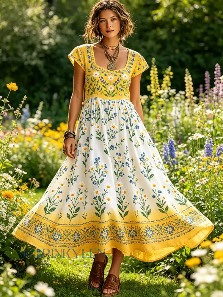 Damsommarklänning med blommönster i pastellstil - A / S