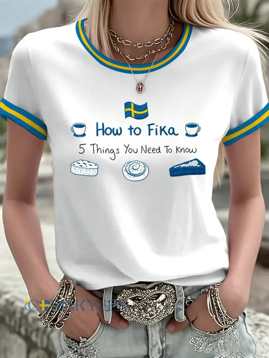 Damsvensk tryckt t-shirt - som bild / S
