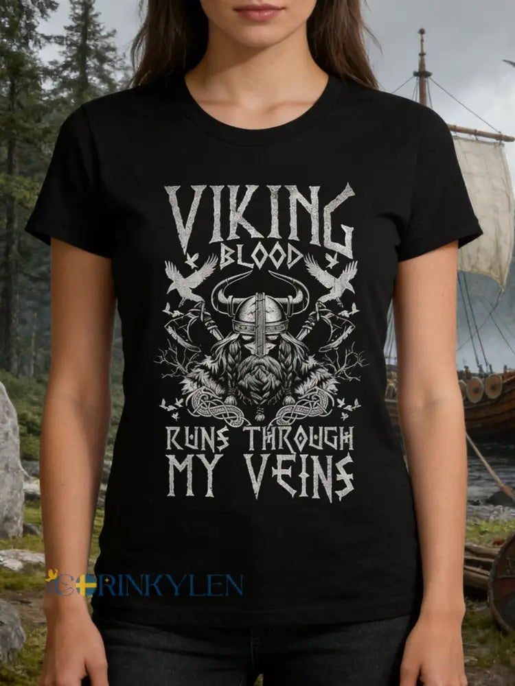 Damsvensk vikingat-shirt med tryck - A / S
