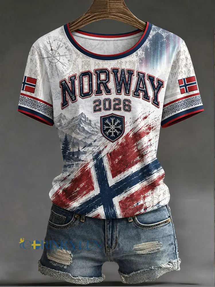 Damtröja i norskt fotbollstema – avslappnad sportstil - som bild / S