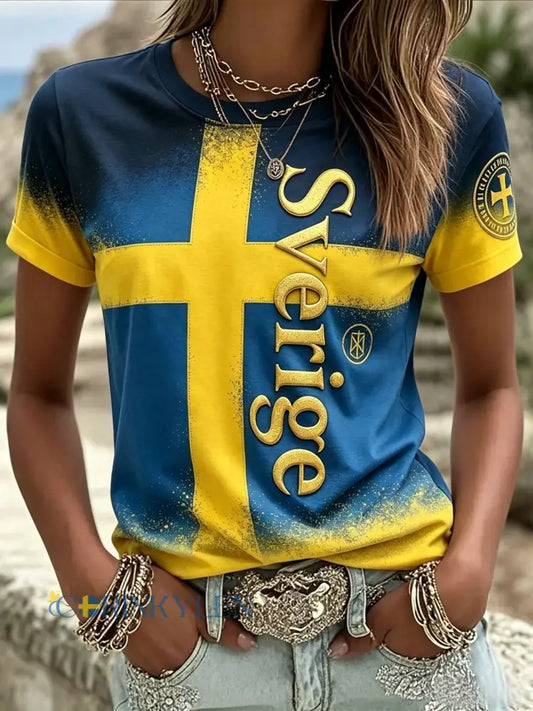 Damtröja i svensk fotboll med korta ärmarna - blå / S