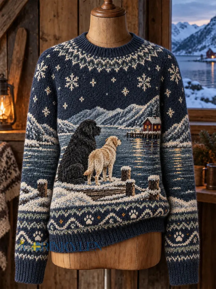Damtröja i vintagestil med djurmönster i Fair Isle-design och bekväm rund hals - A / S