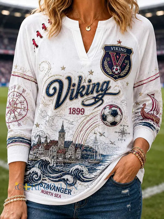 Damtröja i vintagestil med traditionellt fotbollslagstryck - som bild / S