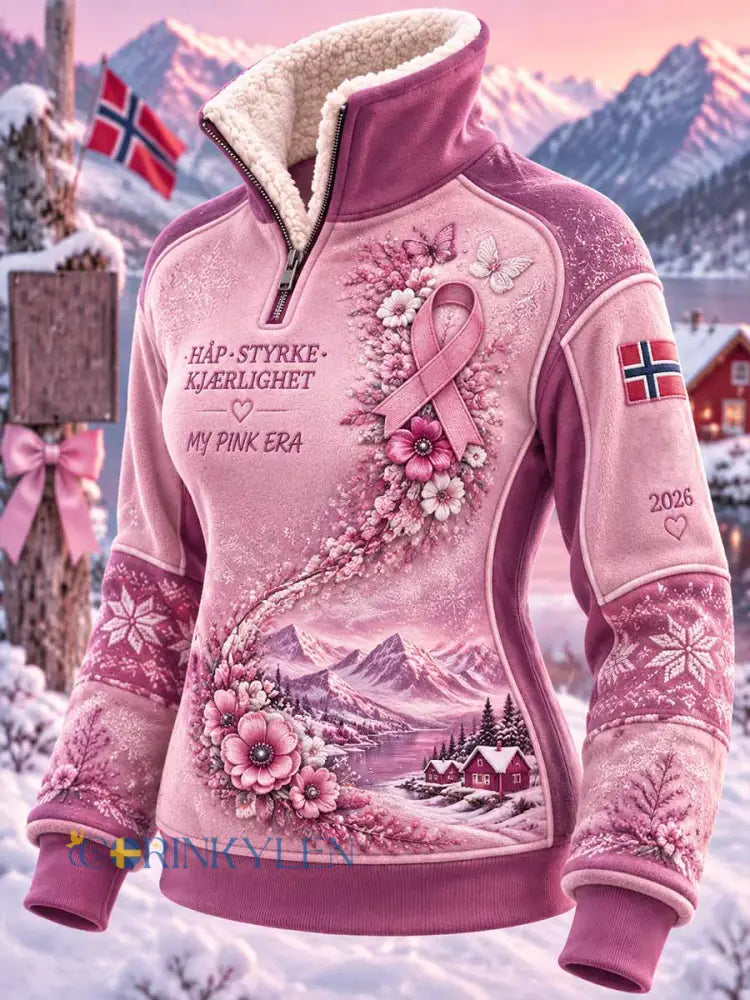 Damtröja med konsttryck för Rosa Bandet – vinterkollektion - som bild / S