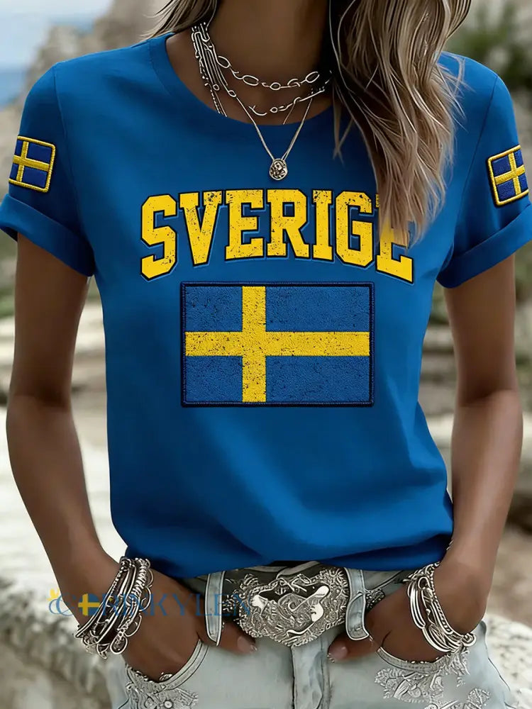Damtröja med rund halsringning och etniskt inspirerat mönster - A / S