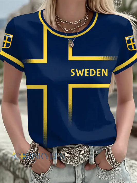 Damtröja med svensk fotbollstema - som bild / S