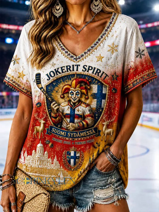 Damtröja med vintagehockeymotiv – nostalgiskt och traditionellt tryck - som bild / S