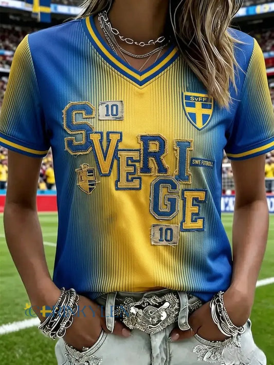 Damtröjor med tryck: Svensk fotbollsvän 2026 - blå / S
