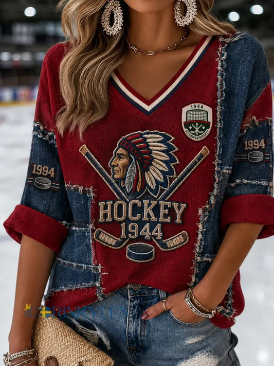 Göteborg Hockey Legends minnesmärke V-Hack T-shirt - som bild / S