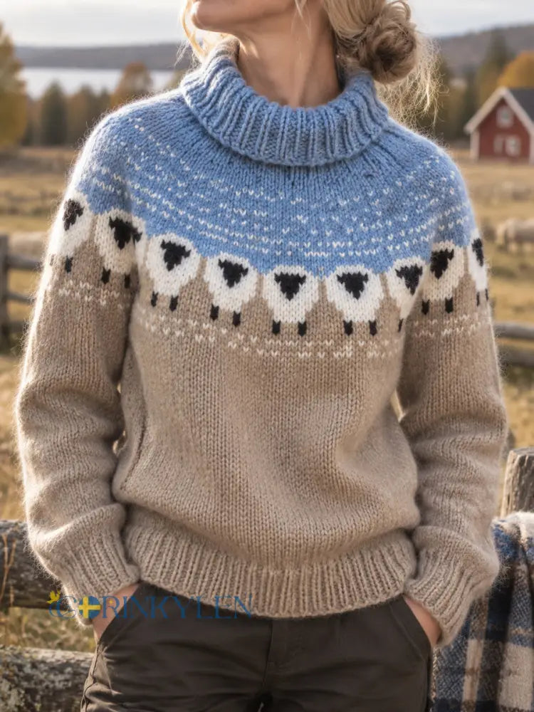 Gotsk ängssågad stickad tröja - Khaki / S