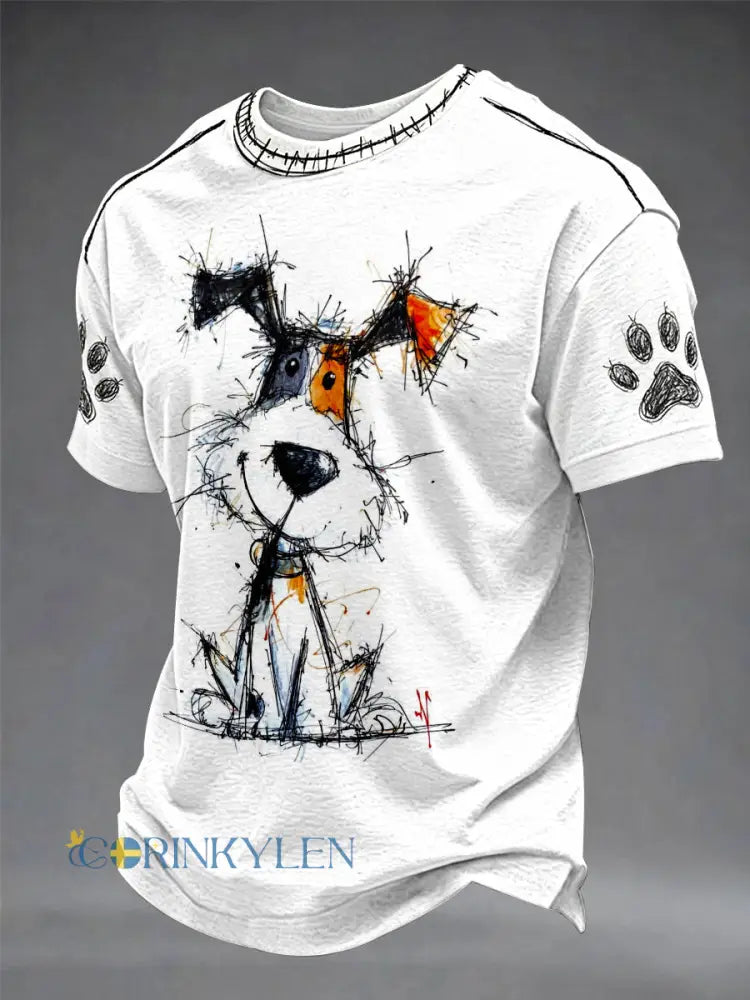 Graffiti Dog Fun Casual Unisex T-shirt - vitt / S