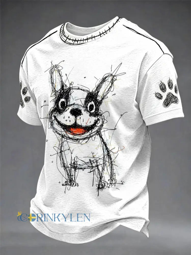 Graffiti Hund Rolig Ledsen Unisex-T-shirt - vitt / S