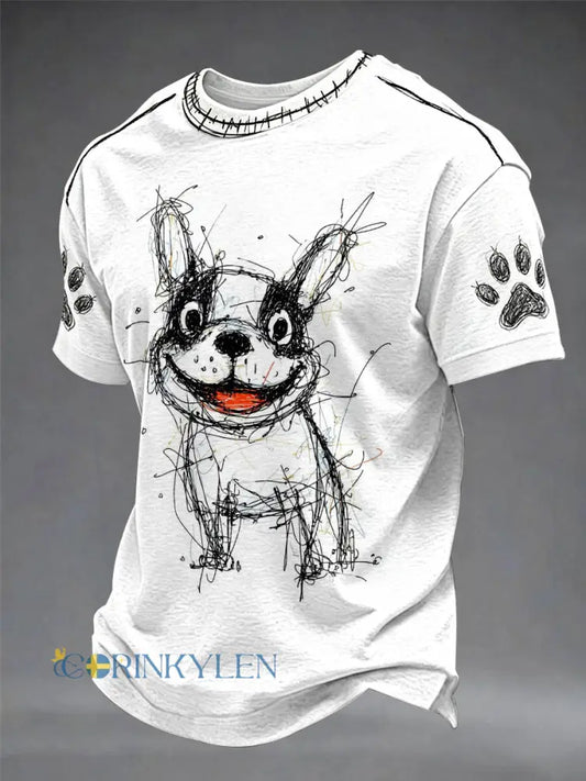 Graffiti Hund Rolig Ledsen Unisex-T-shirt - vitt / S