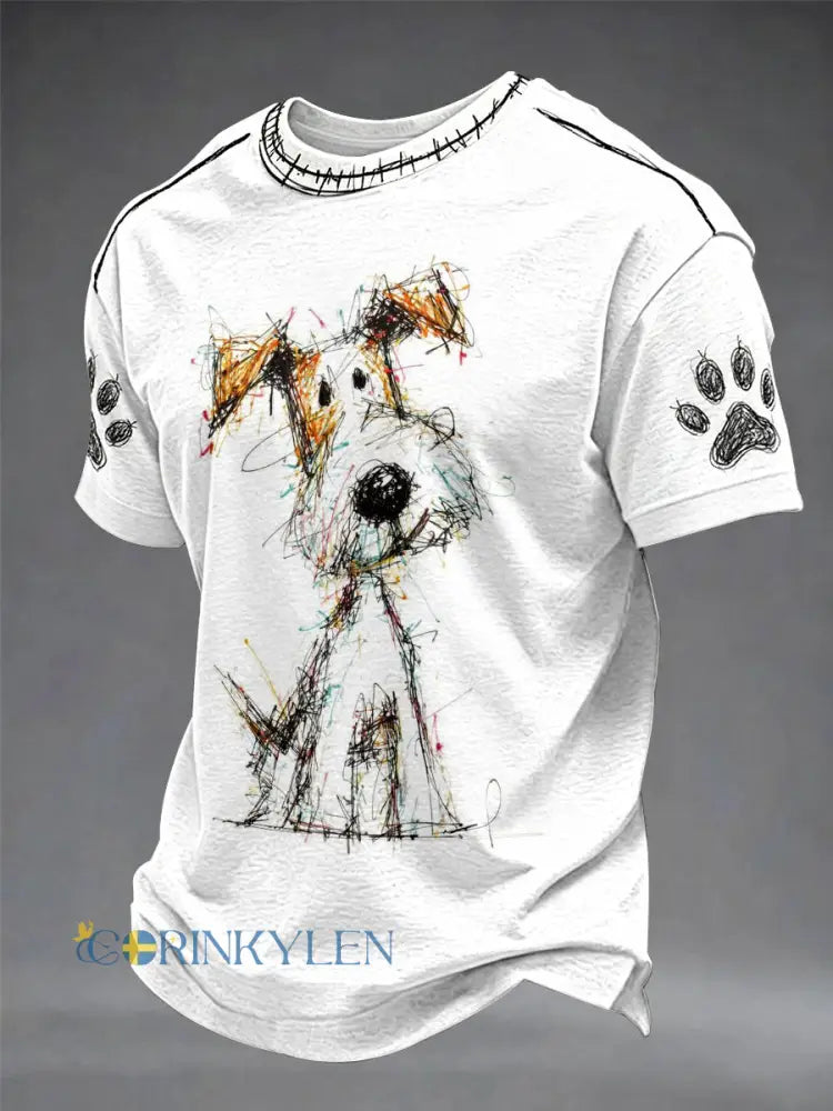 Graffiti Hund Rolig Ledsen Unisex-T-shirt - vitt / S
