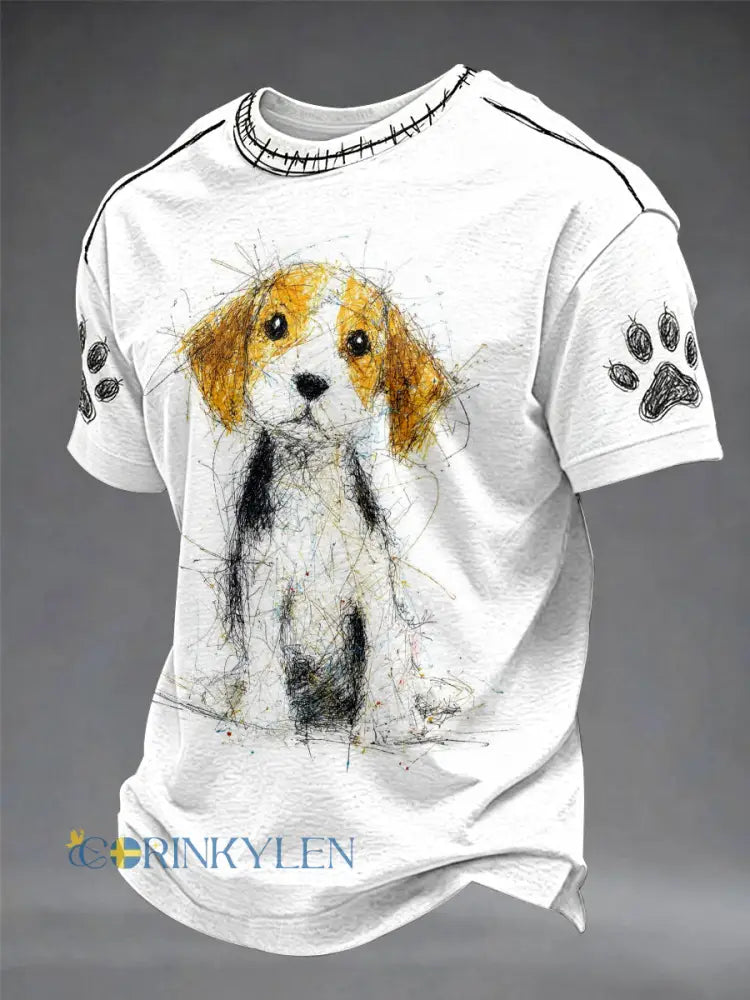Graffiti Hund Rolig Ledsen Unisex-T-shirt - vitt / S