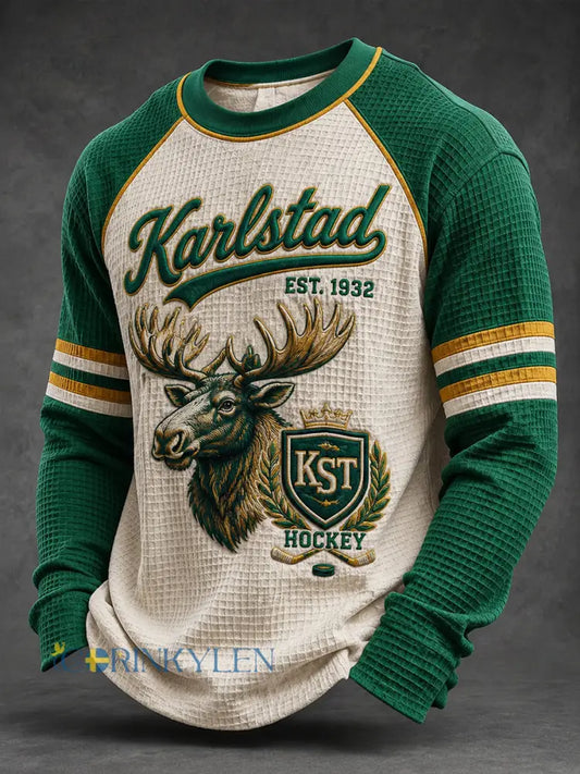 Gröna Iskrigare Karlstad Hockey Våffle-mönster T-shirt - som bild / S