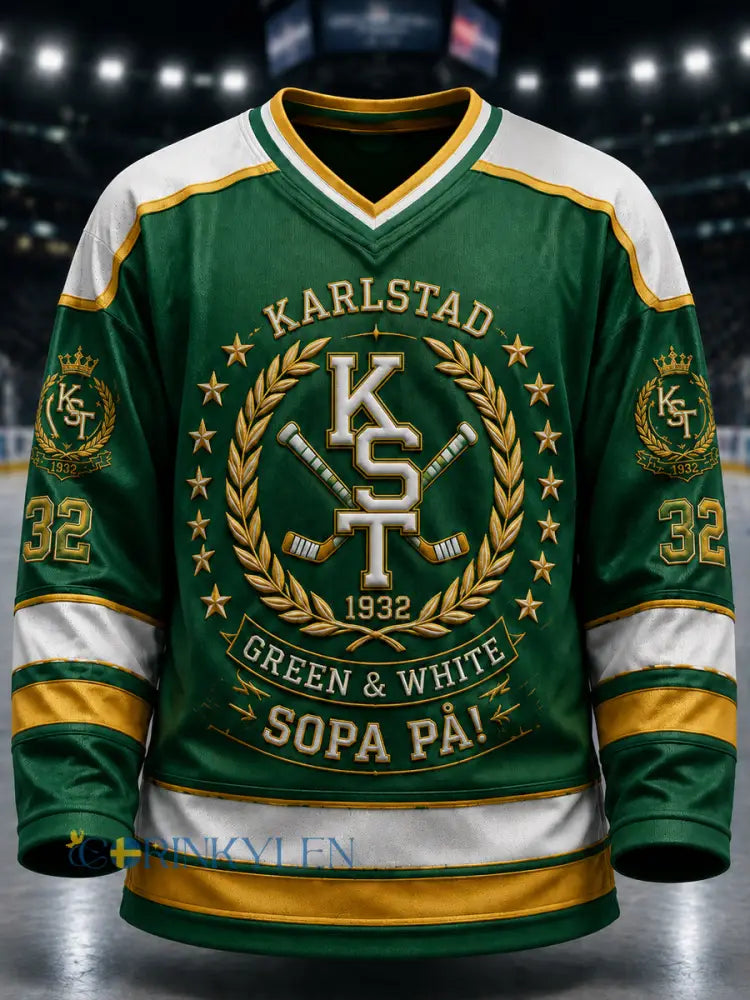 Grönt och vitt 10X Champions Hockey skjorta - som bild / S