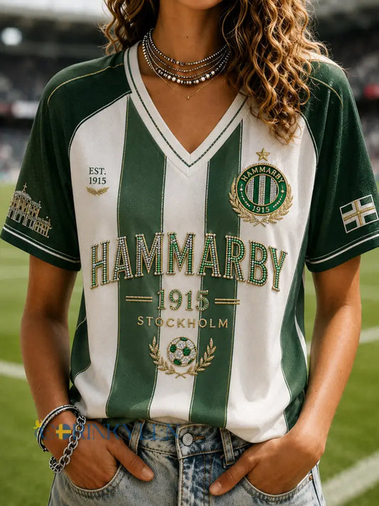 Hammarby grönt och vitt luxet fotboll T-shirt - som bild / S
