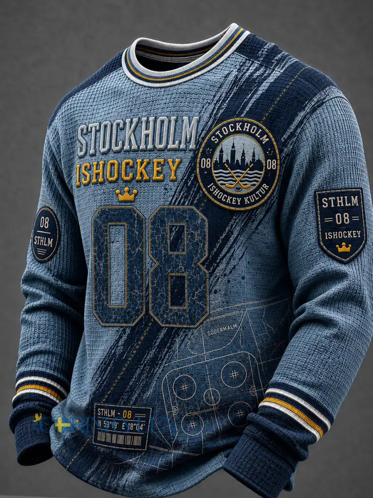 Herr Djurgården Hockey Sverige Våffeltröja med lång ärm - A / S
