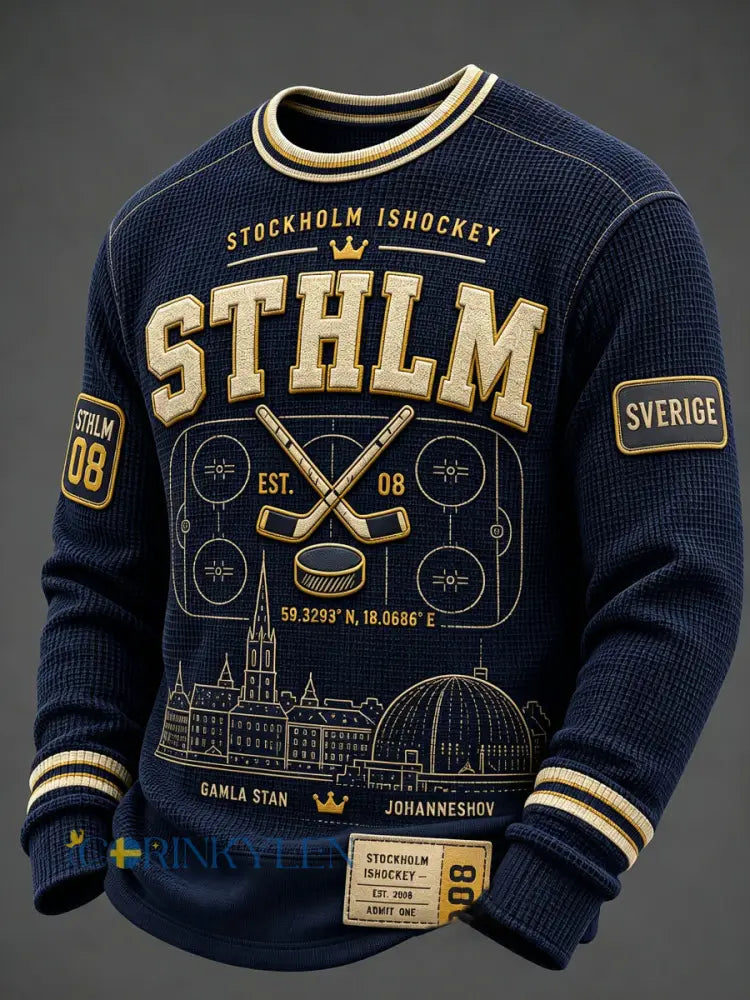 Herr Djurgården Hockey Sverige Våffeltröja med lång ärm - A / S