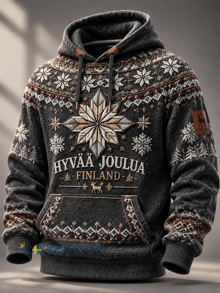 Herr Retro Finska julhuvad tröjar - mörk grå / S