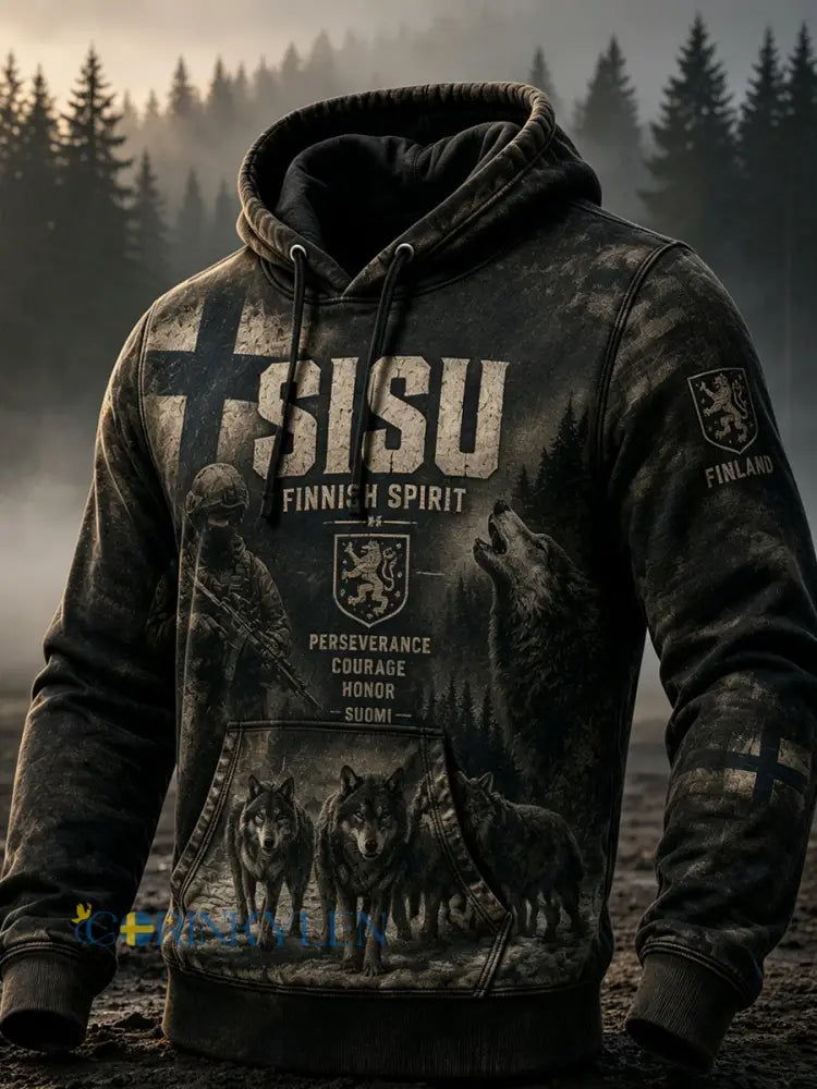 Herr Retro Finska Veteran Sisu Spirit Hoodie Sisu - A / S