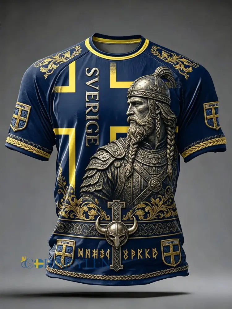 Herr Retro Svensk fotbollskärl 2026 Skriv ut kortärm T-shirt - blå / S