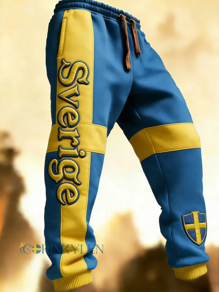 Herr Retro Viking Svensk Flagga Märke Fritidshusor - blå / S