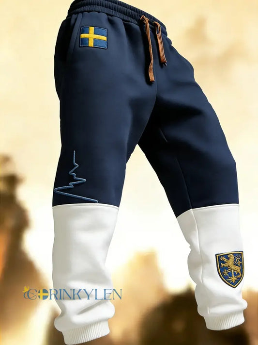 Herr Retro Viking Svensk Flagga Märke Fritidshusor - blå / S
