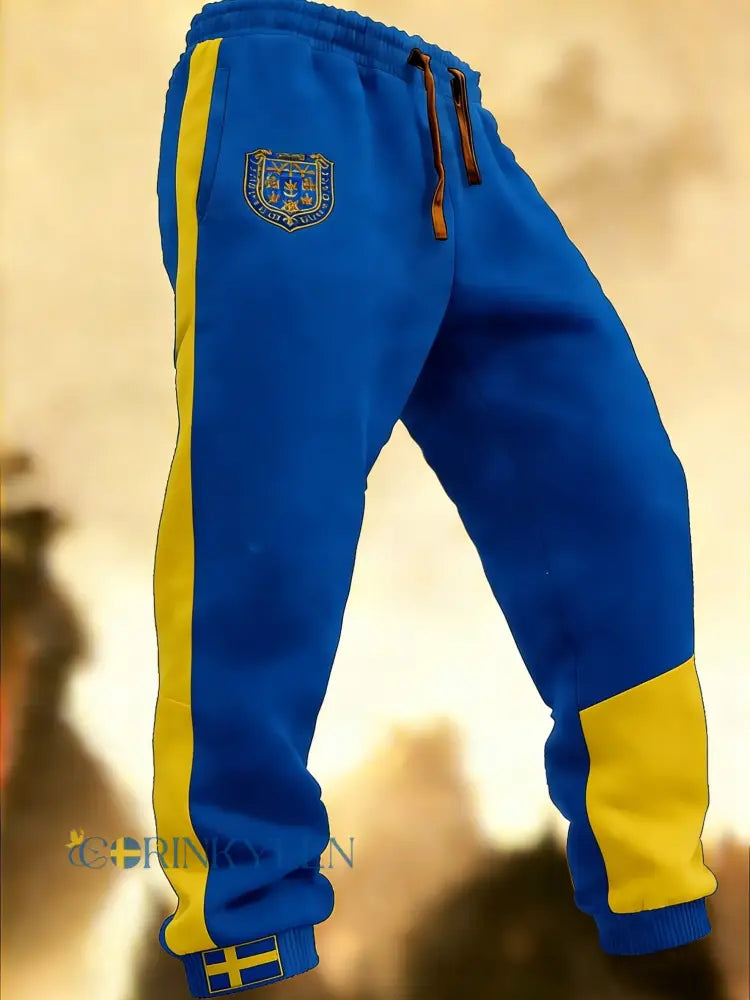 Herr Retro Viking Svensk Flagga Märke Fritidshusor - blå / S