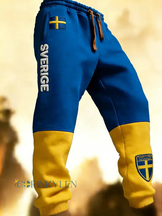 Herr Retro Viking Svensk Flagga Märke Fritidshusor - blå / S