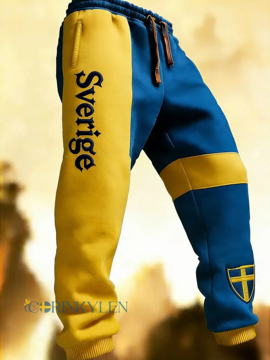 Herr Retro Viking Svensk Flagga Märke Fritidshusor - blå / S