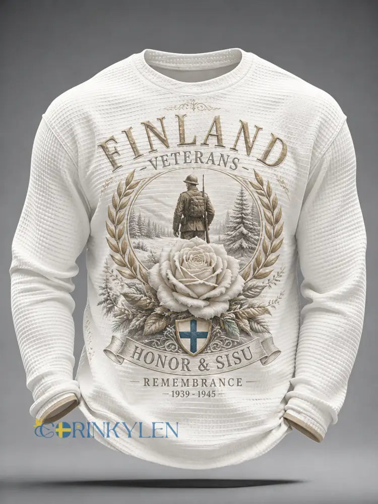 Herr-Sisu Herrar Långärmad T-shirt Med Artistiskt Tryck Och Element Från Den Finska Veterananda - A / S