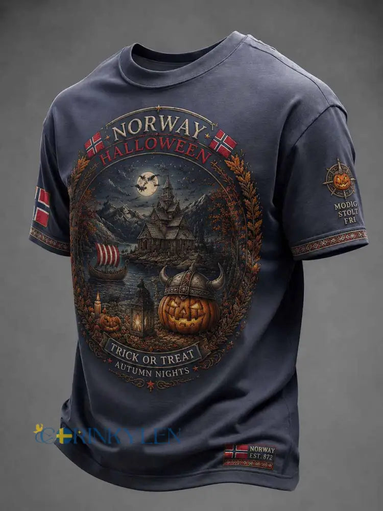 Herr-T-shirt med Halloween-mönster - som bild / S
