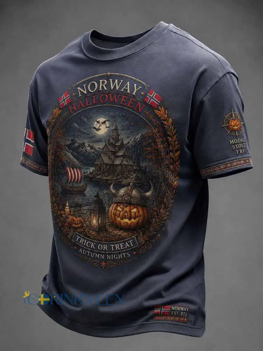 Herr-T-shirt med Halloween-mönster - som bild / S
