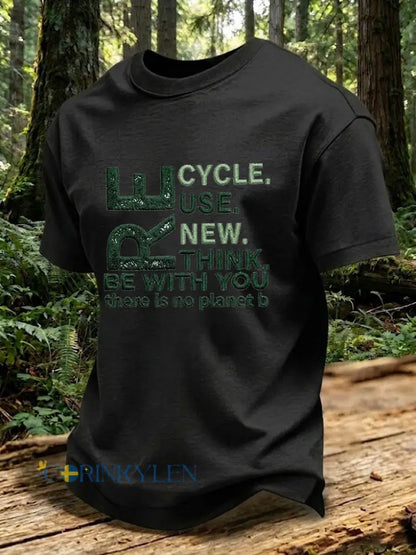 Herr T-shirt med tryckt text: There Is No Planet B - svart / S