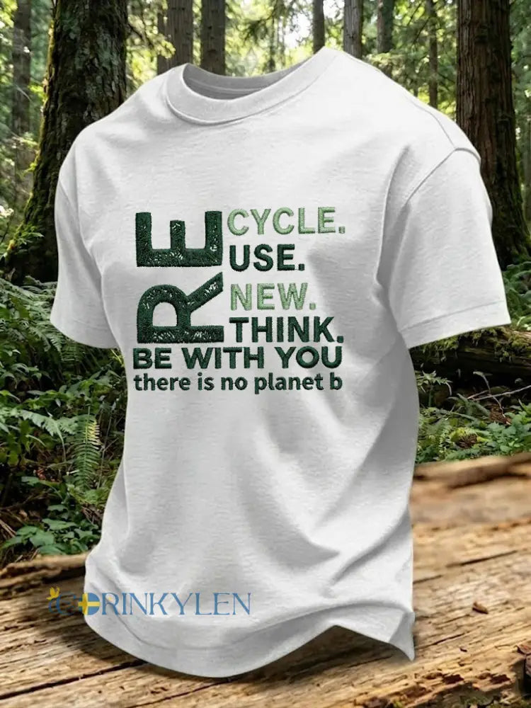 Herr T-shirt med tryckt text: There Is No Planet B - vit / S