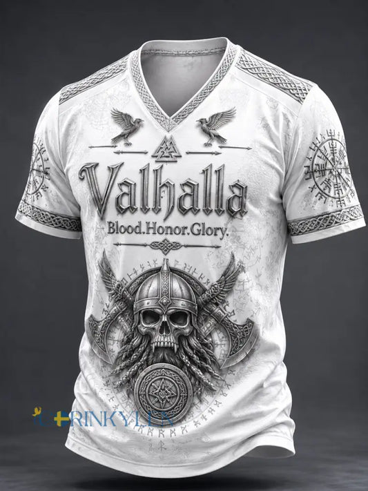 Herr-T-shirt med V-ringning Valhalla - som bild / S