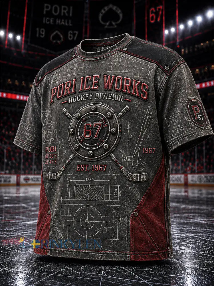 Herrar Retro Porin Ässät Finländsk hockeyälskare T-shirt med lång ärm - grå / S