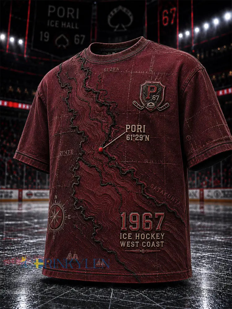 Herrar Retro Porin Ässät Finländsk hockeyälskare T-shirt med lång ärm - röd / S
