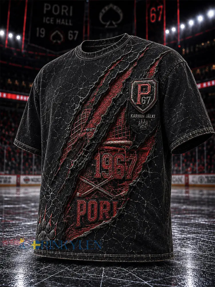 Herrar Retro Porin Ässät Finländsk hockeyälskare T-shirt med lång ärm - svart / S