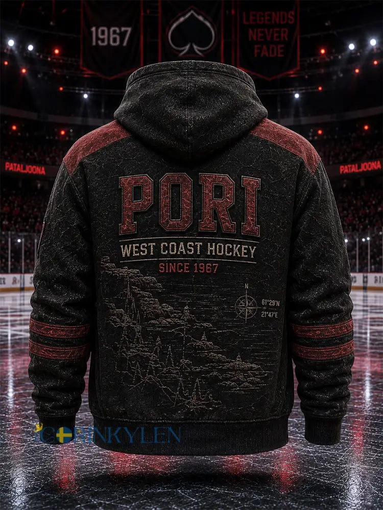 Herrar Retro Porin Ässät Finsk Hockeyälskare Långärmad Hoodie - svart / S