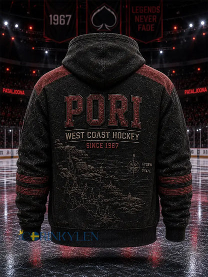 Herrar Retro Porin Ässät Finsk Hockeyälskare Långärmad Hoodie - svart / S
