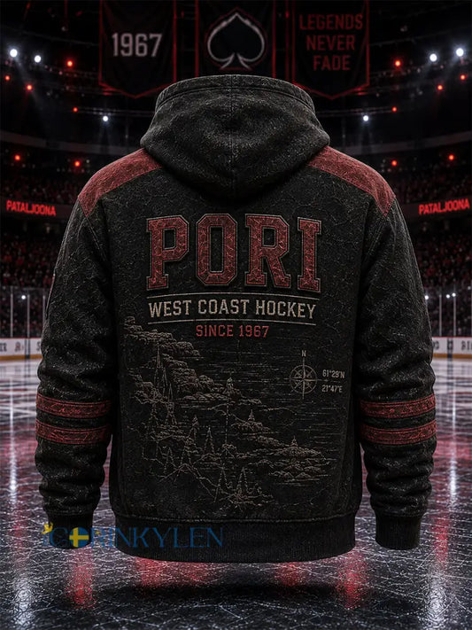 Herrar Retro Porin Ässät Finsk Hockeyälskare Långärmad Hoodie - svart / S